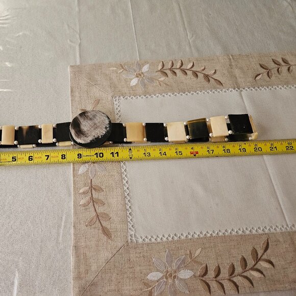 Vintage BoHo Panel Link Brown Horn Belt